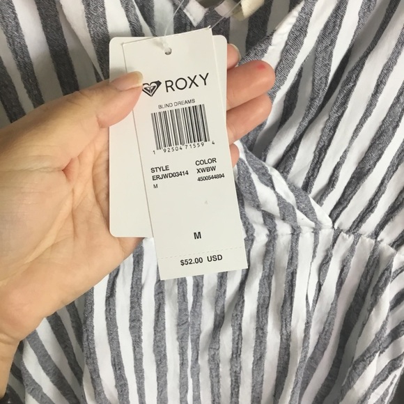 Roxy Stripped Bell Long Sleeved Dress Size M New - Picture 3 of 9